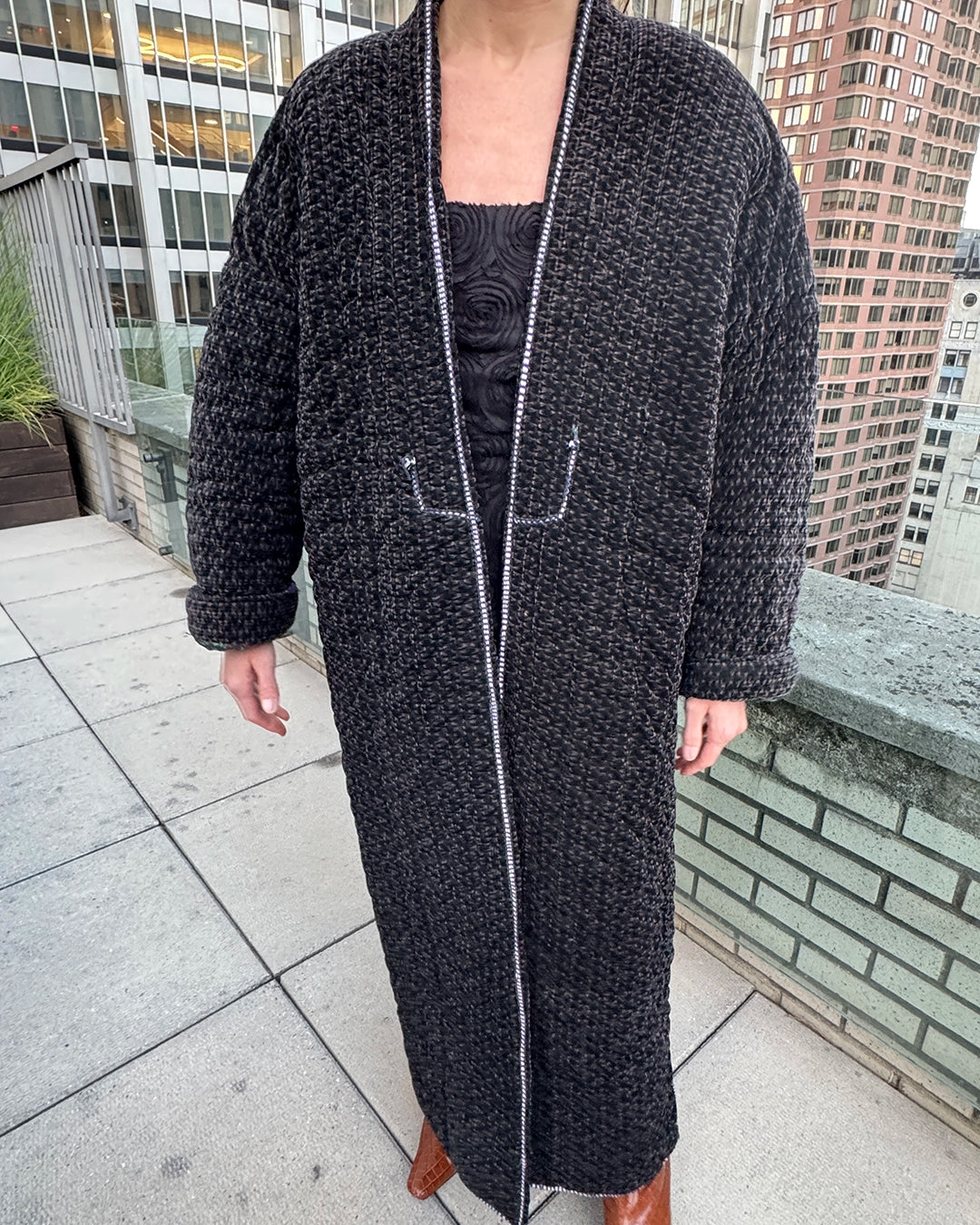 Vintage Reversible Quilted Chapan-Style Coat