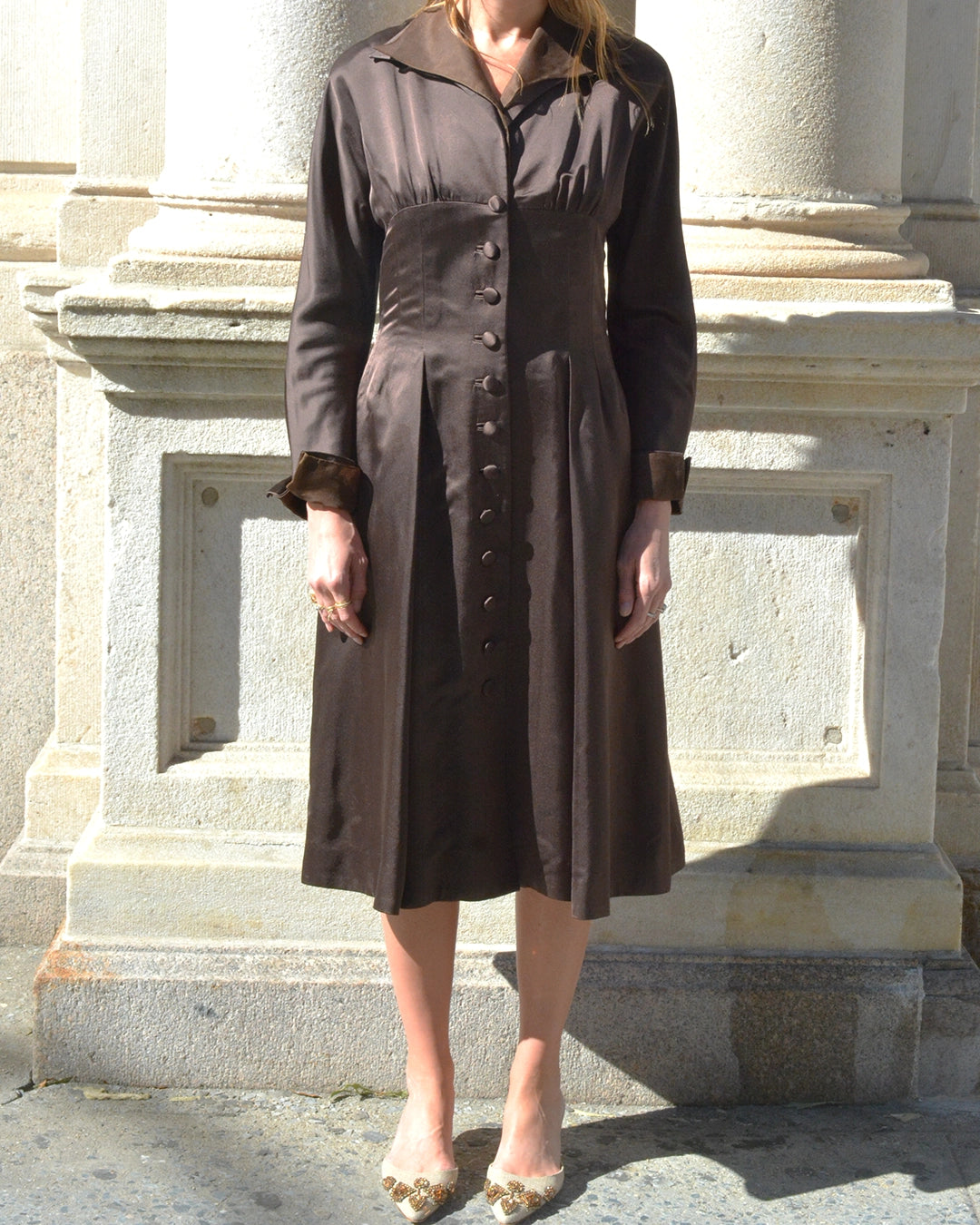 Vintage Sander Witlin Satin "New Look" Coat Dress