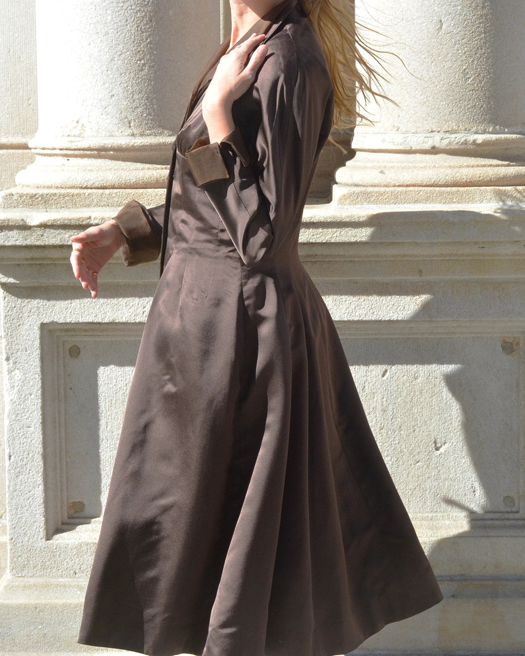 Vintage Sander Witlin Satin "New Look" Coat Dress