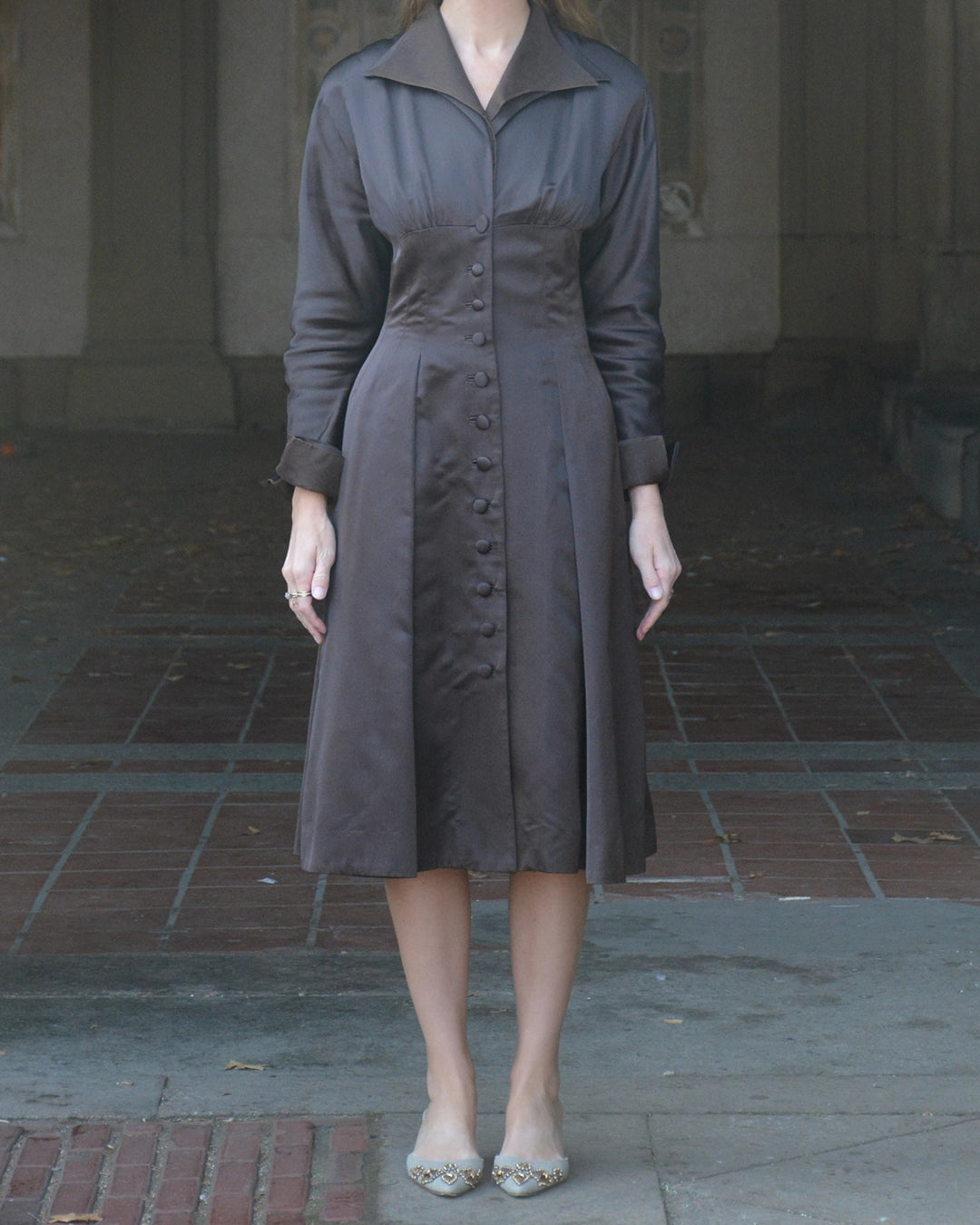 Vintage Sander Witlin Satin "New Look" Coat Dress