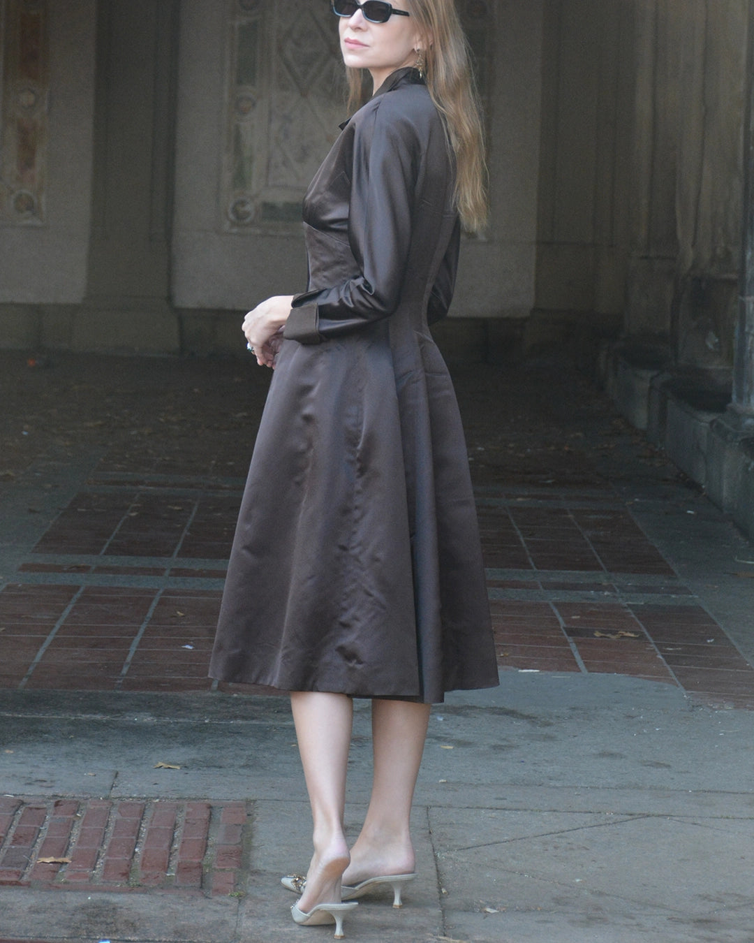 Vintage Sander Witlin Satin "New Look" Coat Dress