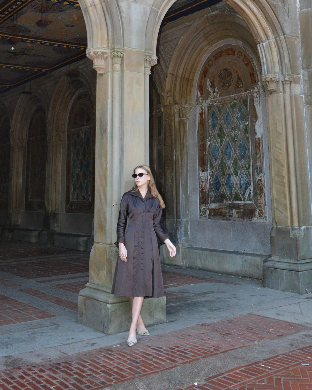 Vintage Sander Witlin Satin "New Look" Coat Dress