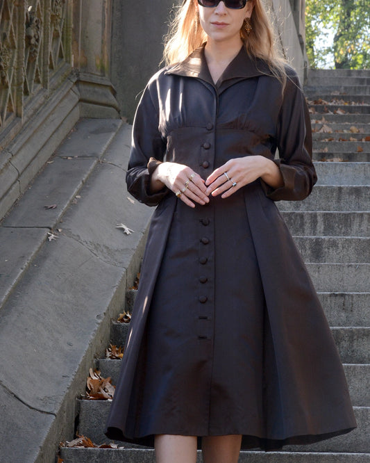 Vintage Sander Witlin Satin "New Look" Coat Dress