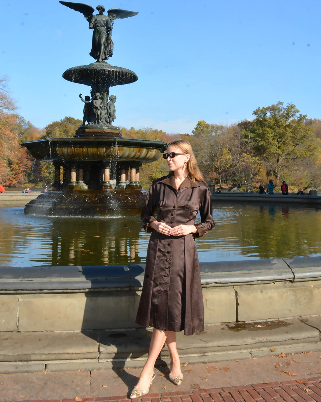 Vintage Sander Witlin Satin "New Look" Coat Dress