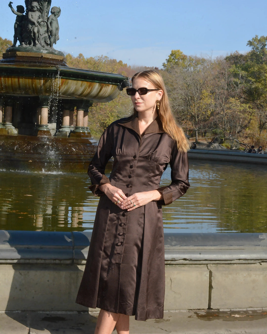 Vintage Sander Witlin Satin "New Look" Coat Dress