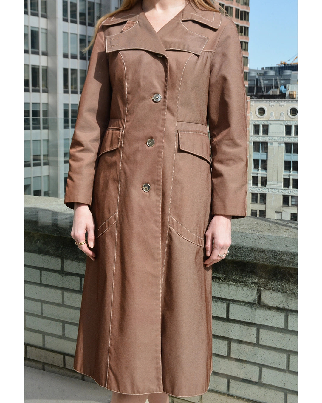 Vintage Scandinavian Trench Coat with Contrasting Topstitching