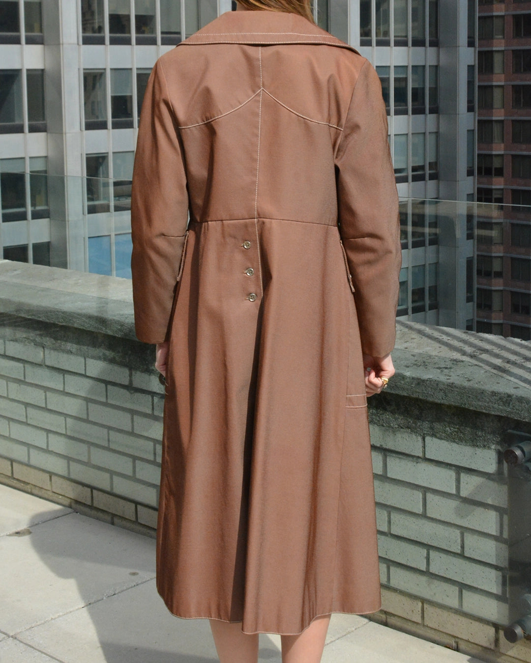 Vintage Scandinavian Trench Coat with Contrasting Topstitching