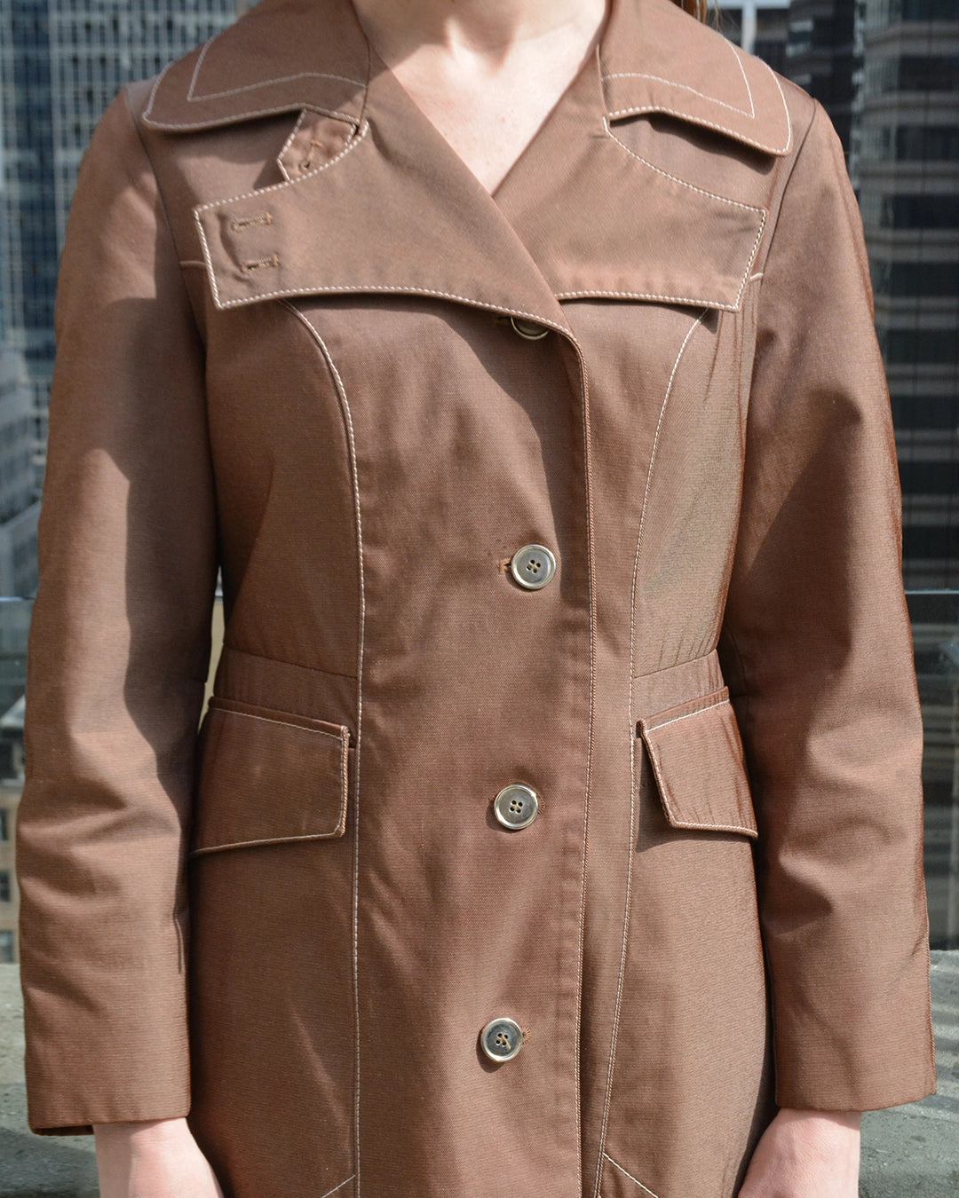 Vintage Scandinavian Trench Coat with Contrasting Topstitching