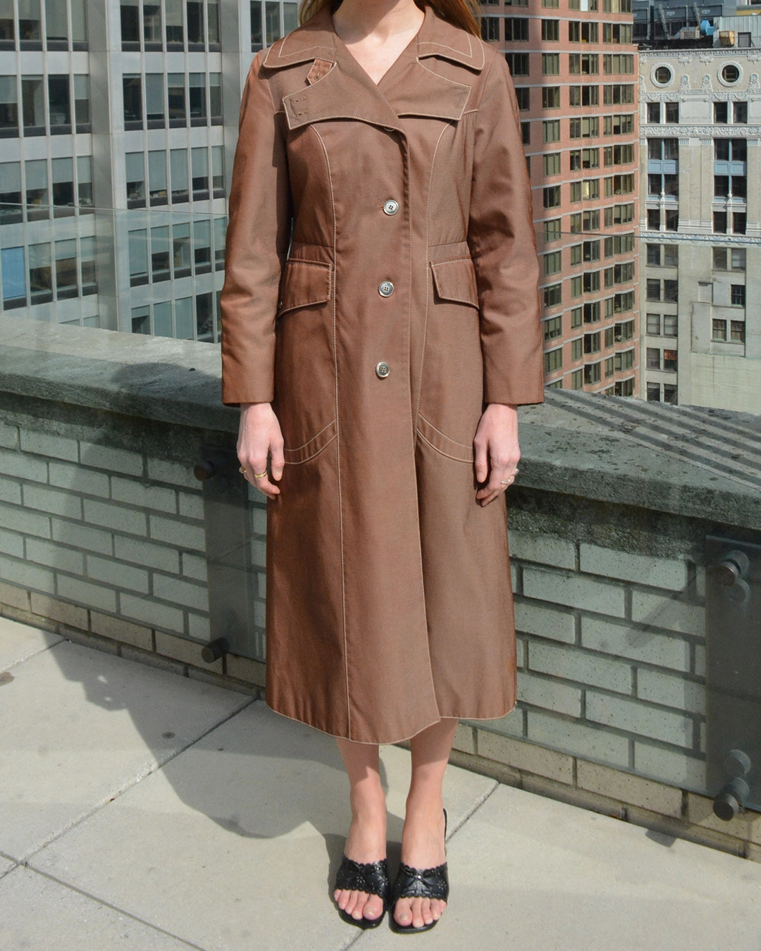 Vintage Scandinavian Trench Coat with Contrasting Topstitching