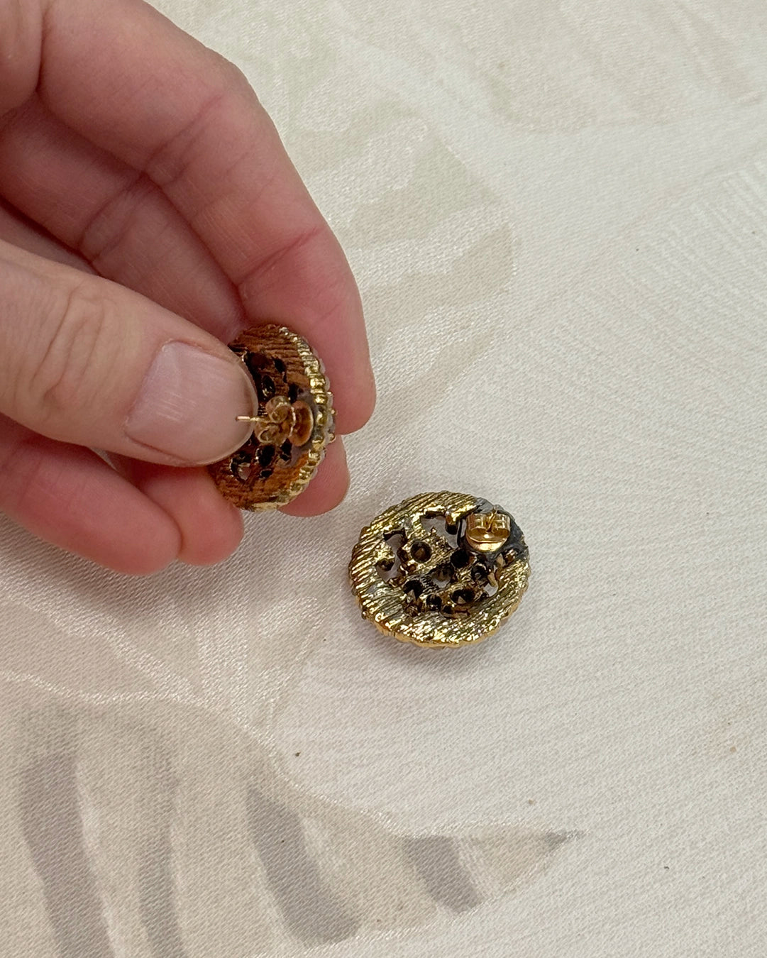 Vintage Seed Pearl and Crystal Demi-Parure, Earrings and Bracelet