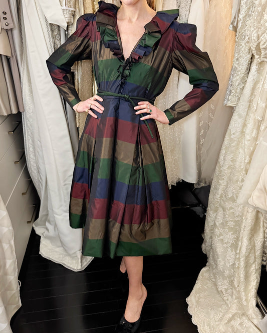 Vintage Silk Taffeta Long Sleeve Party Dress