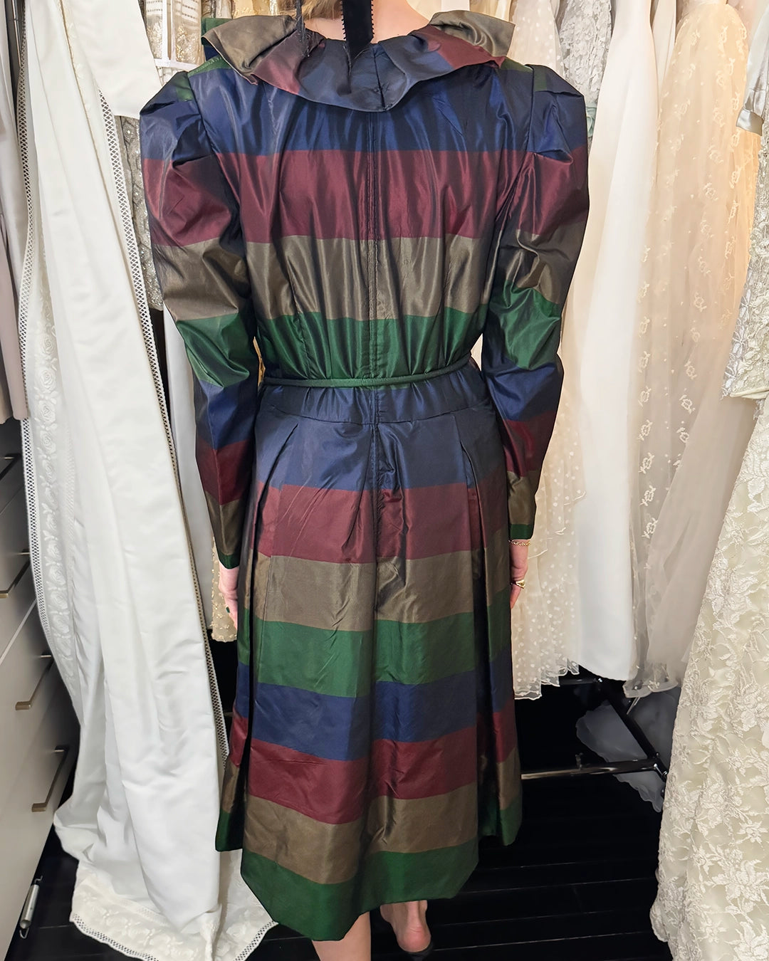 Vintage Silk Taffeta Long Sleeve Party Dress