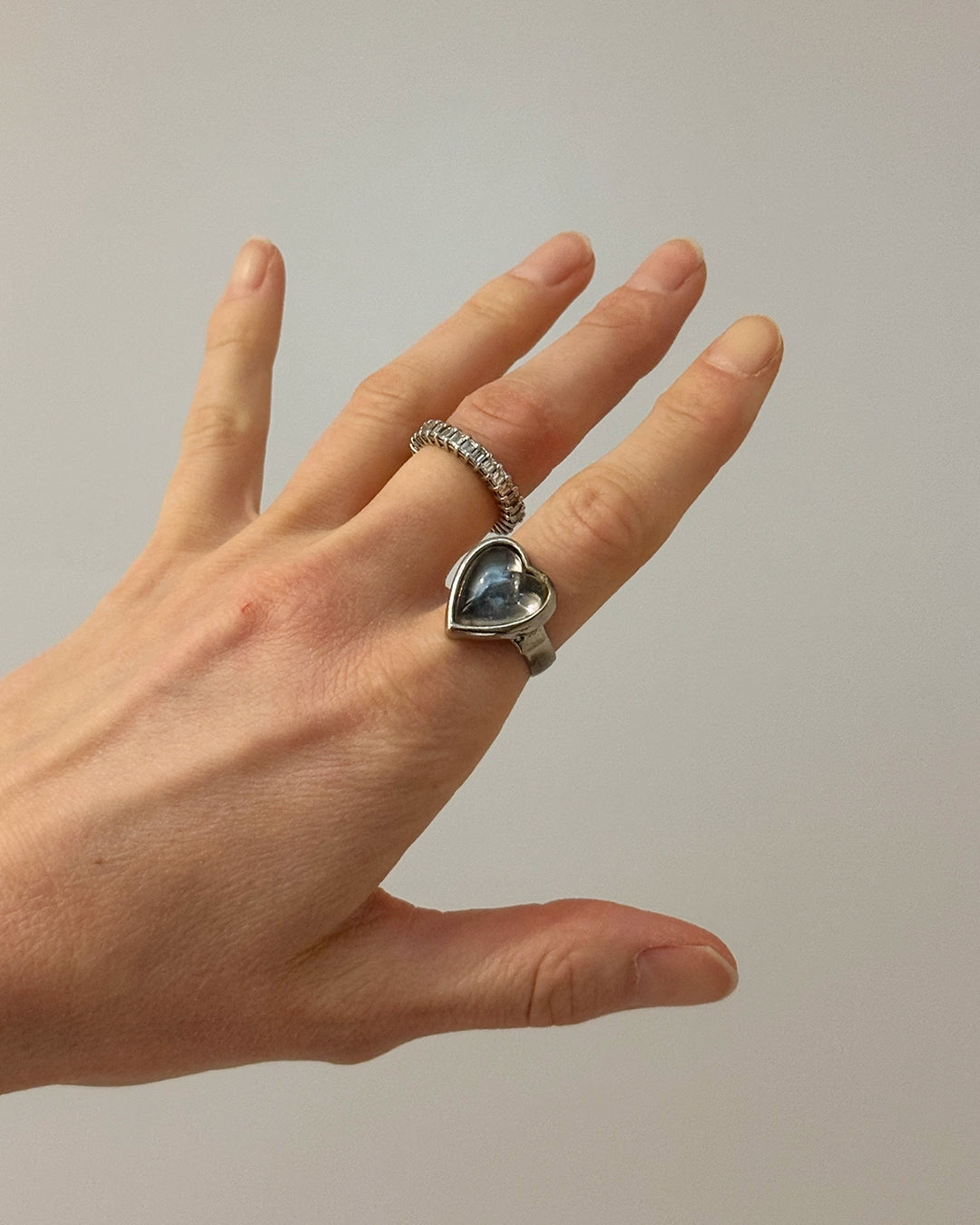Vintage Silver Cabochon Heart Ring