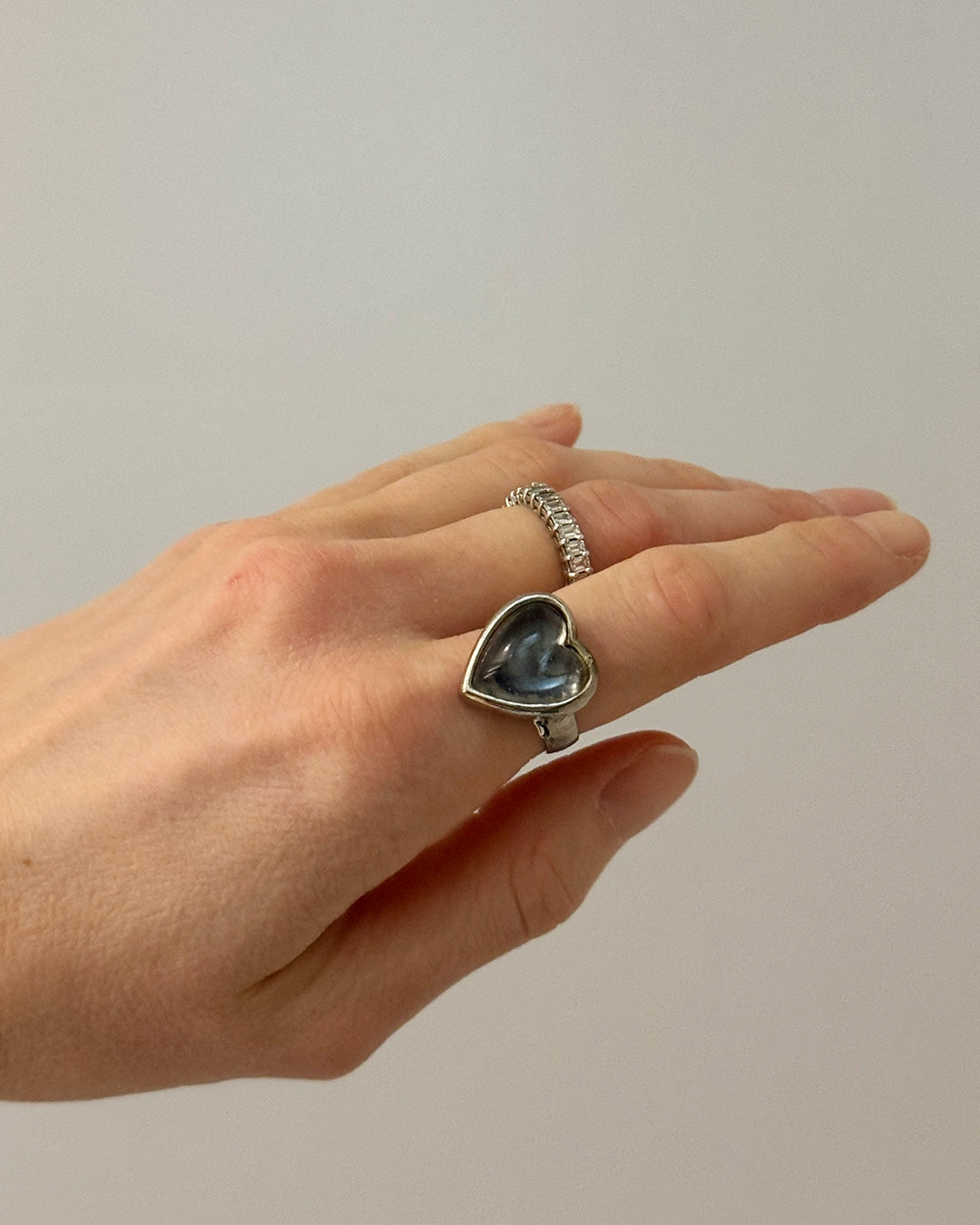 Vintage Silver Cabochon Heart Ring
