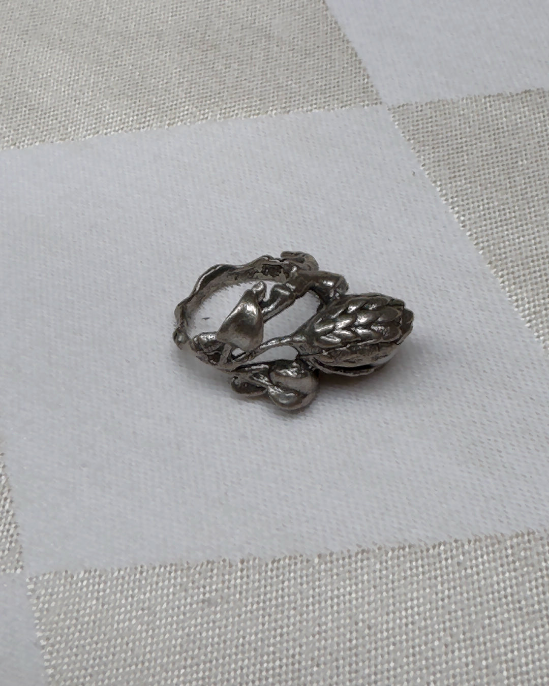 Vintage Sterling Silver Pearl-Set Rosebud Ring