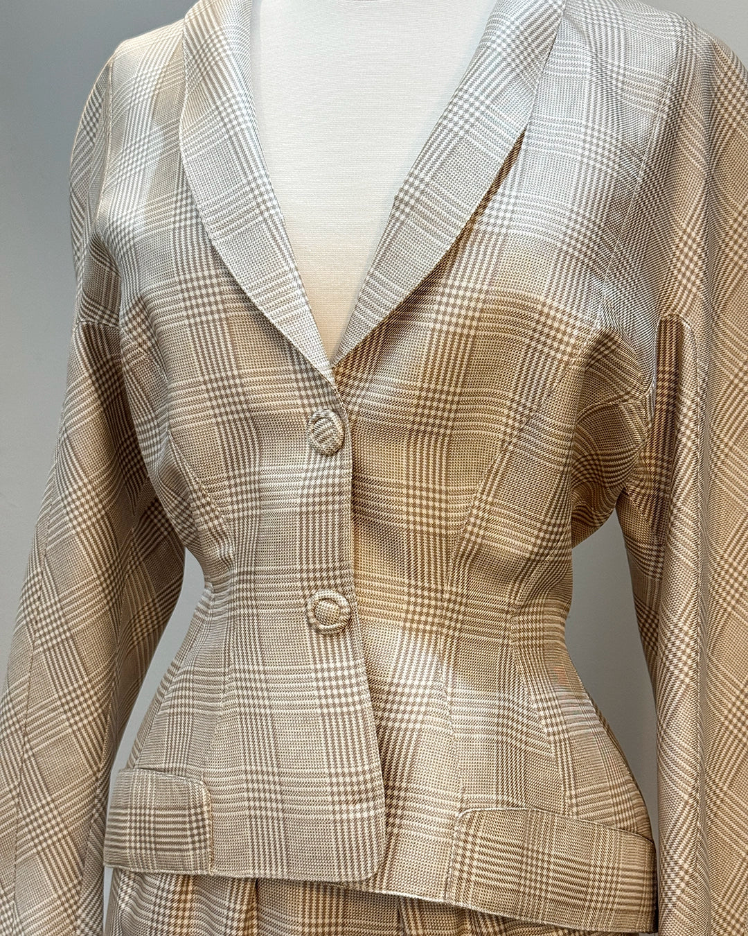 Vintage Thierry Mugler Spring 1996 Silk Glen Plaid Skirt Suit