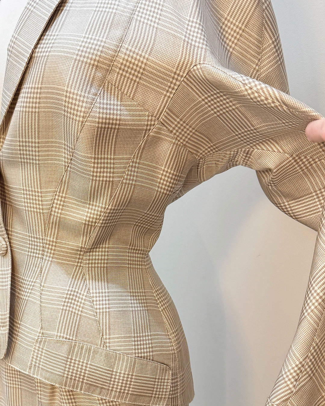 Vintage Thierry Mugler Spring 1996 Silk Glen Plaid Skirt Suit