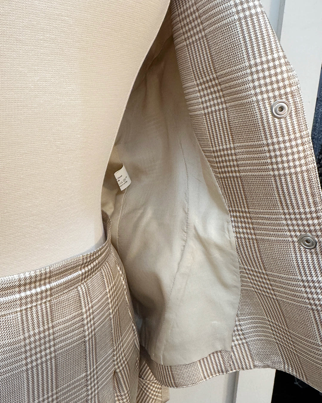 Vintage Thierry Mugler Spring 1996 Silk Glen Plaid Skirt Suit