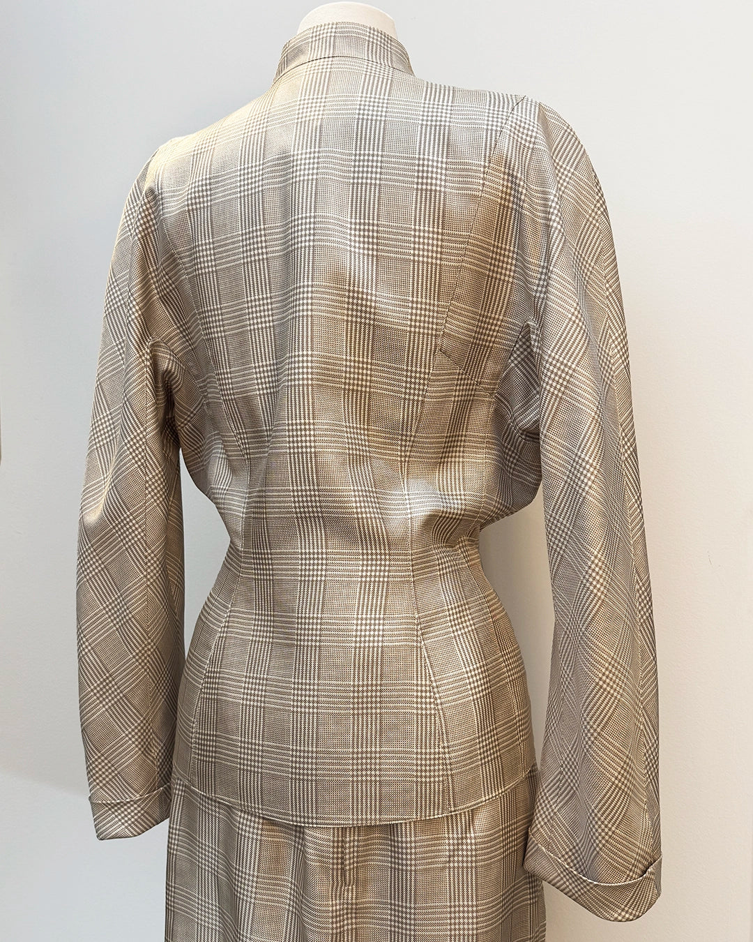 Vintage Thierry Mugler Spring 1996 Silk Glen Plaid Skirt Suit