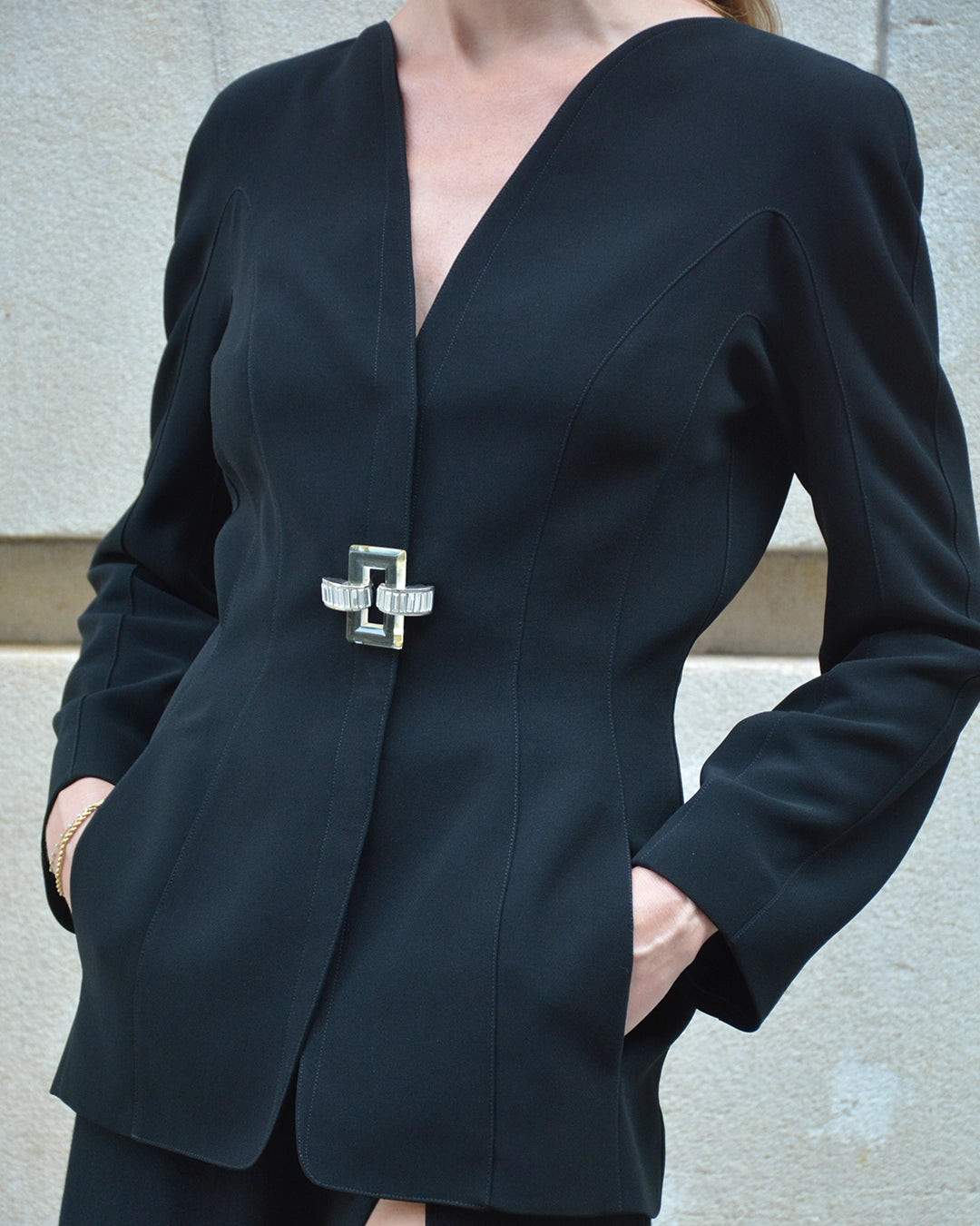 Vintage Thierry Mugler Spring 2000 Jacket with Lucite Buckle Detail