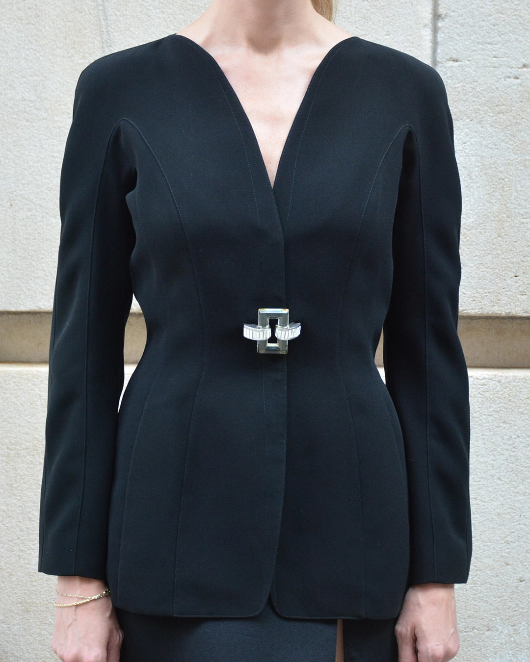 Vintage Thierry Mugler Spring 2000 Jacket with Lucite Buckle Detail