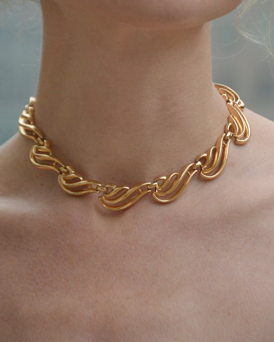 Vintage Trifari Rosegold Abstract Leaf Choker Necklace