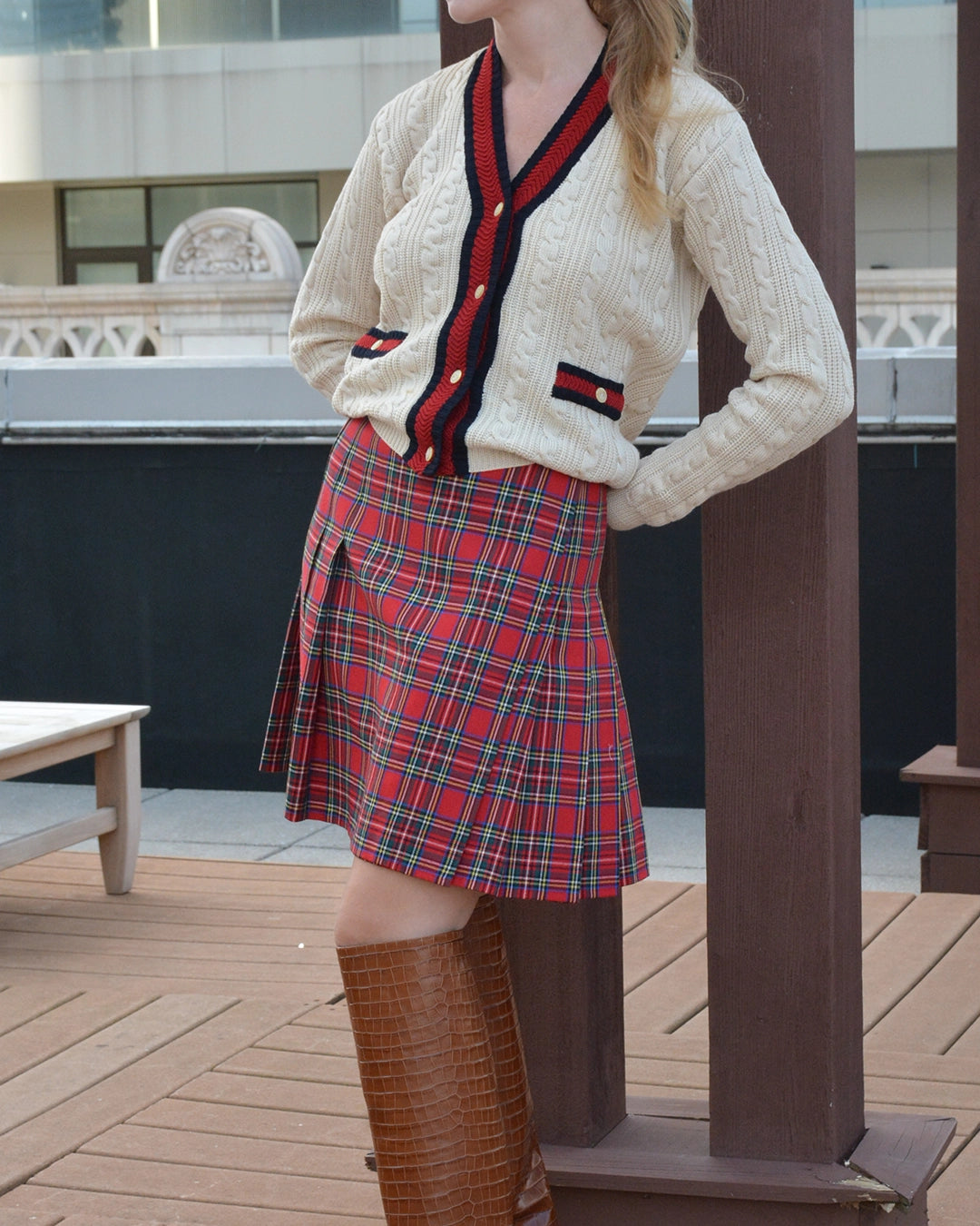 Vintage Tartan Wool Pleated Miniskirt