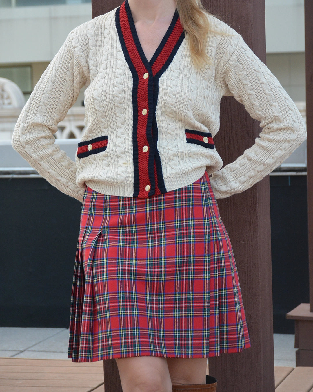 Vintage Tartan Wool Pleated Miniskirt