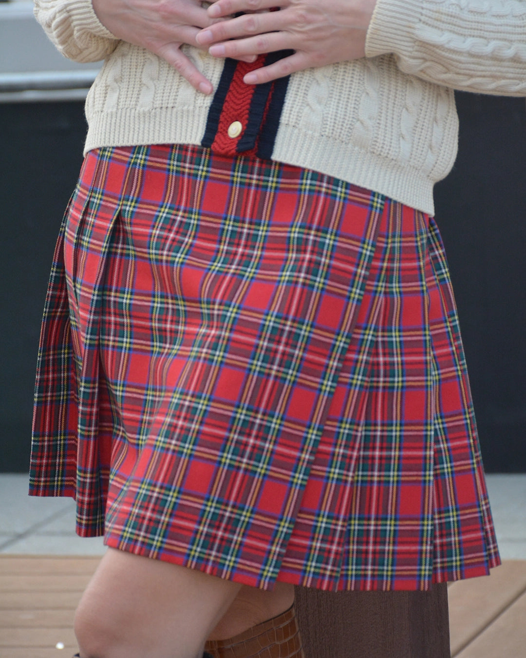 Vintage Tartan Wool Pleated Miniskirt