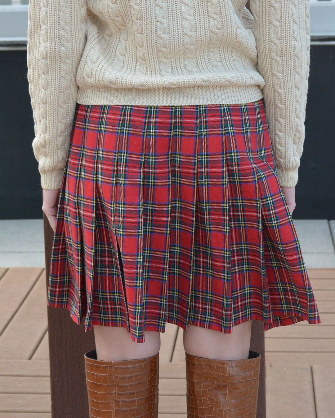 Vintage Tartan Wool Pleated Miniskirt