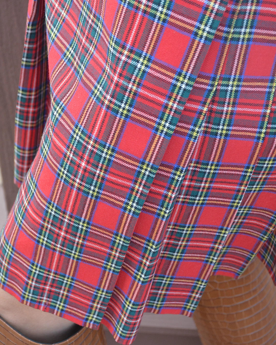 Vintage Tartan Wool Pleated Miniskirt