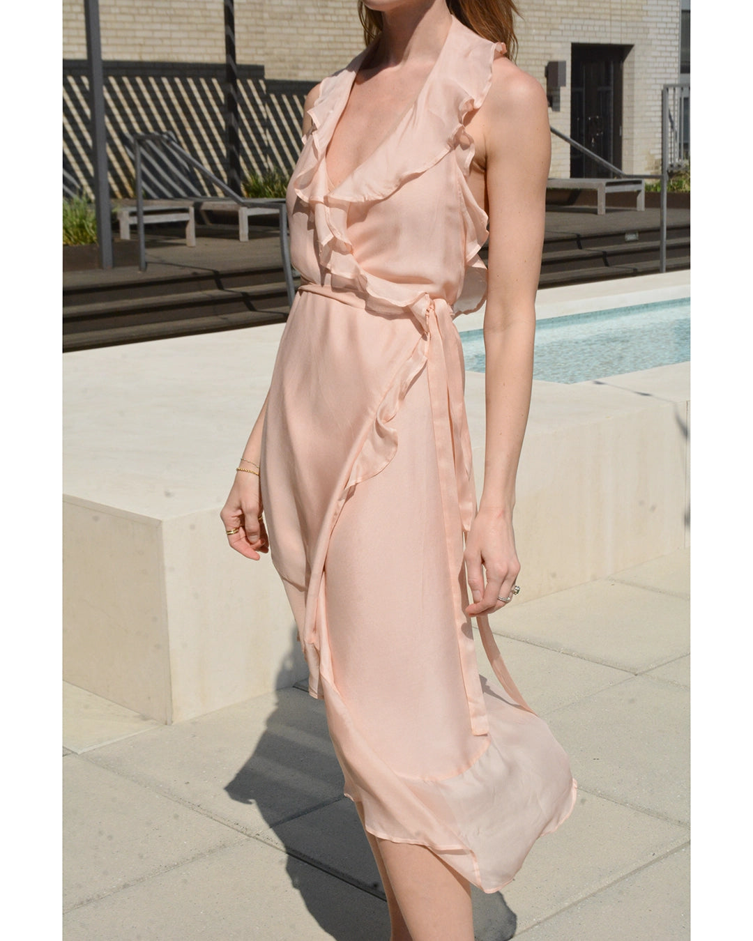 Vintage Y2K Imitation of Christ Silk Chiffon Halter Wrap Dress