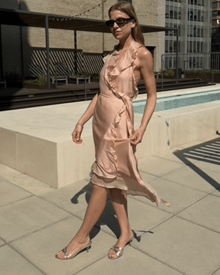 Vintage Y2K Imitation of Christ Silk Chiffon Halter Wrap Dress