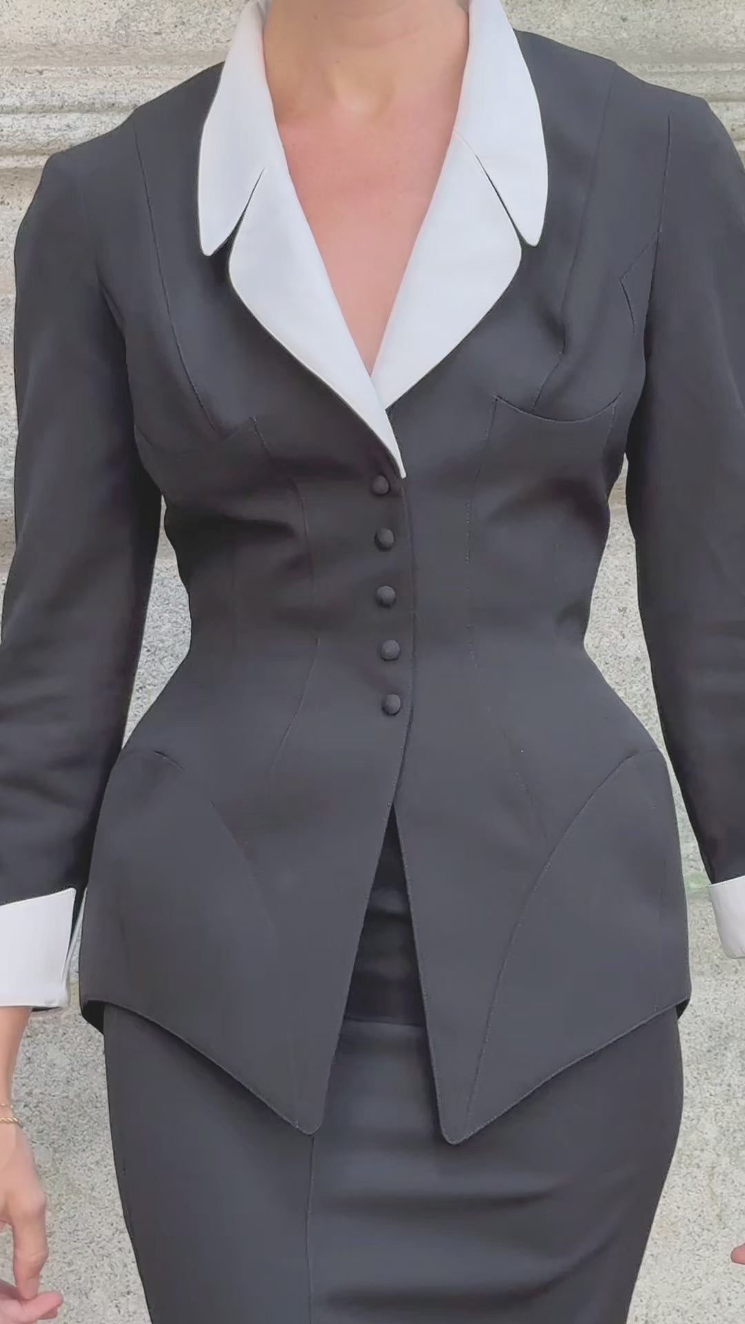Vintage Thierry Mugler Fall 1995 Skirt Suit with Trompe L Vintage Thierry Mugler Fall 1995 Skirt Suit with Trompe L