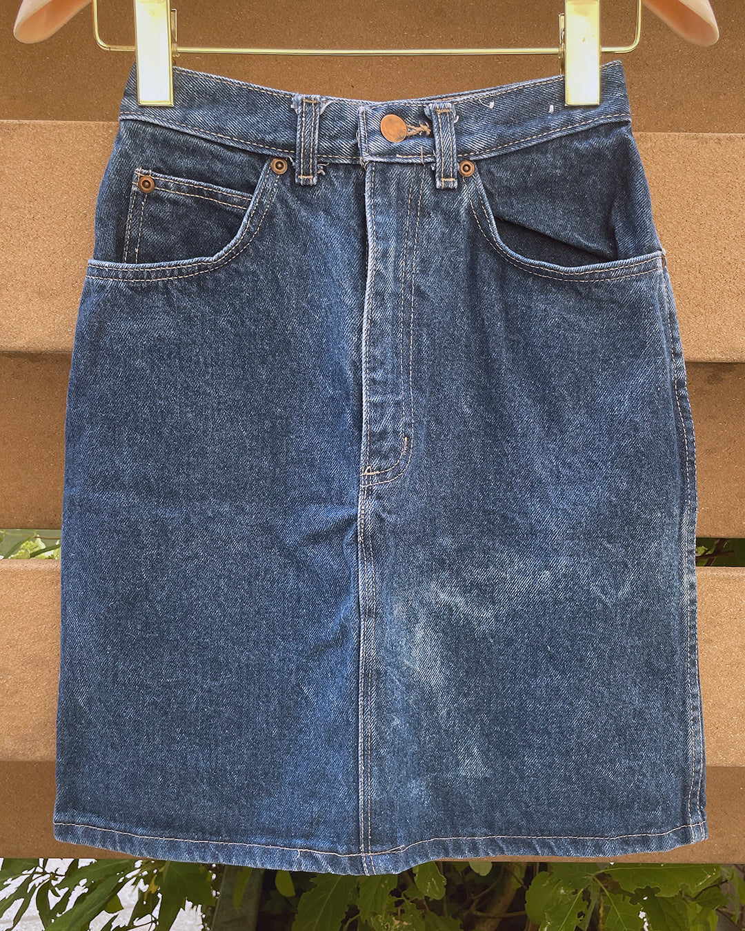 1980s Painted Denim Skirt and Belt  3 Women