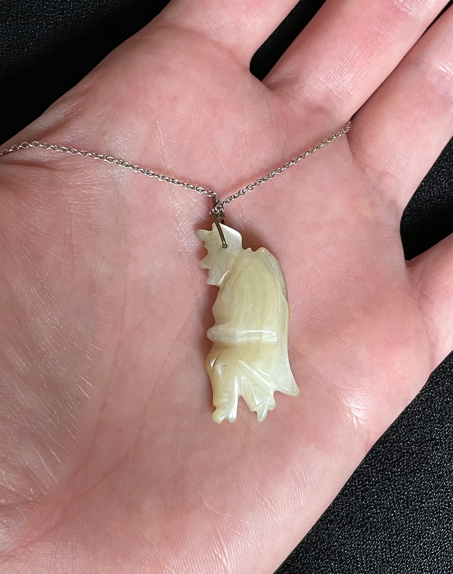 ANTIQUE ITALIAN HAND-CARVED MOTHER OF PEARL GOBBO PENDANT