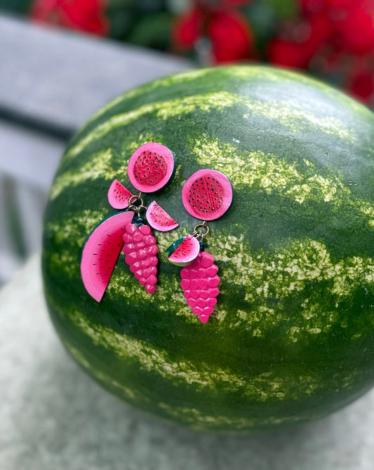 Vintage Hand Painted Watermelon Earrings