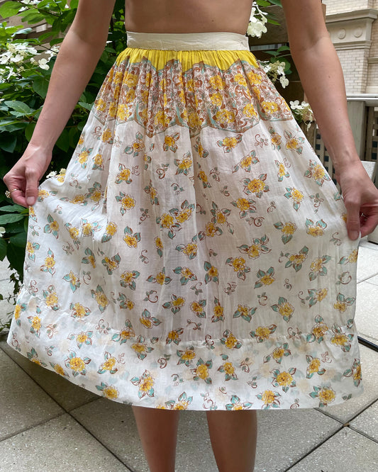 Rare Vintage 1940s Floral Skirt | XS