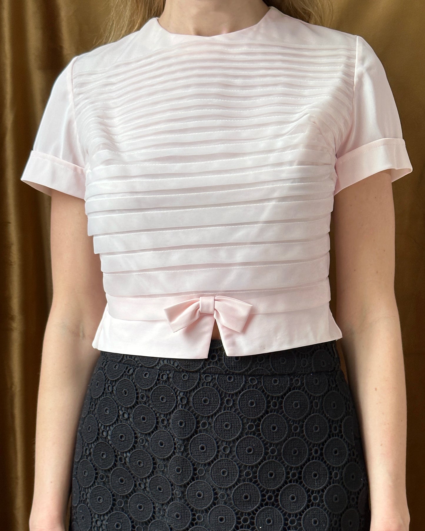 VINTAGE 1950s PLEATED CROPPED BLOUSE