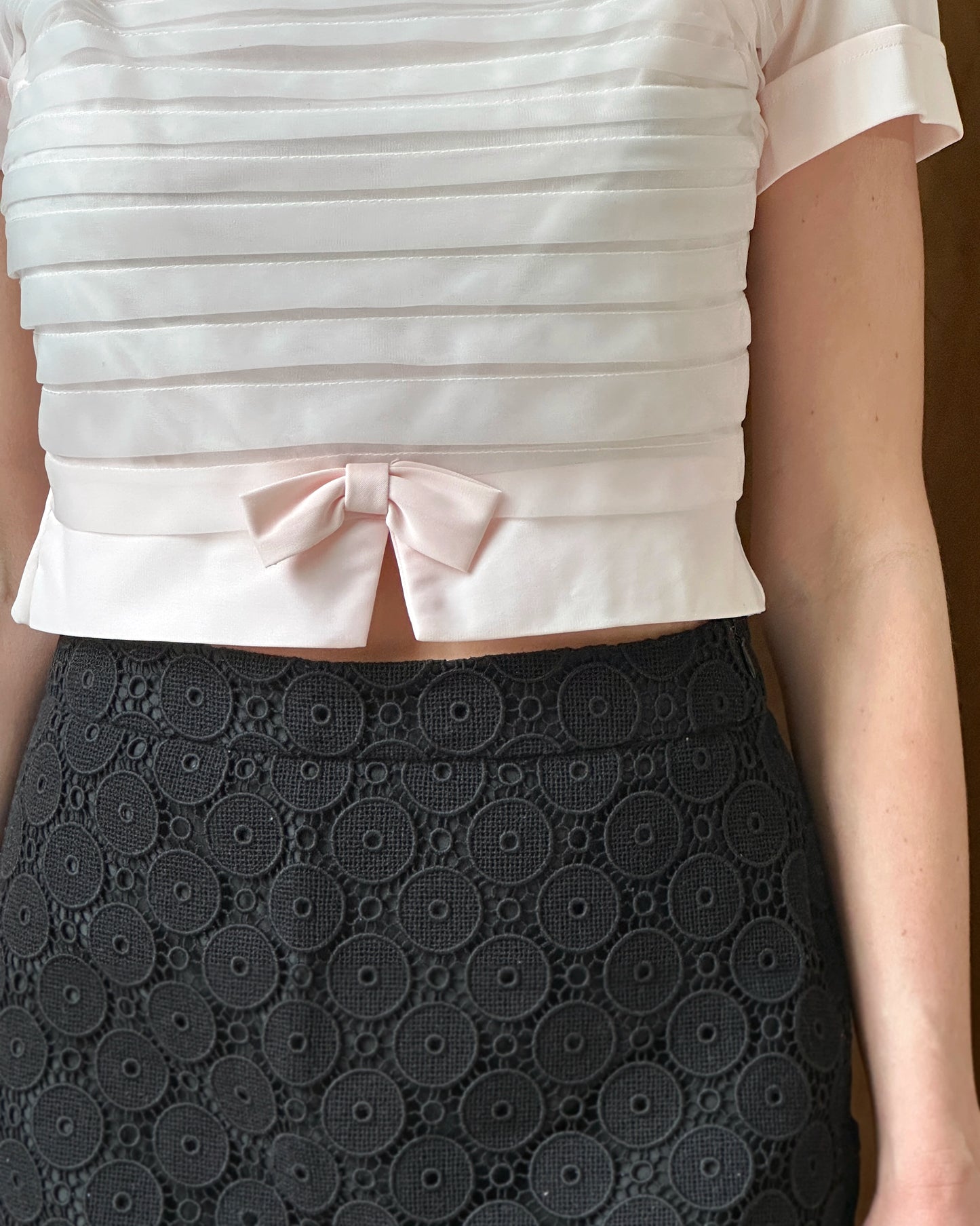VINTAGE 1950s PLEATED CROPPED BLOUSE