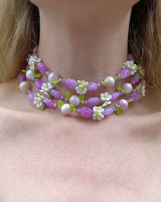 Vintage 1950s Floral Lucite Necklace