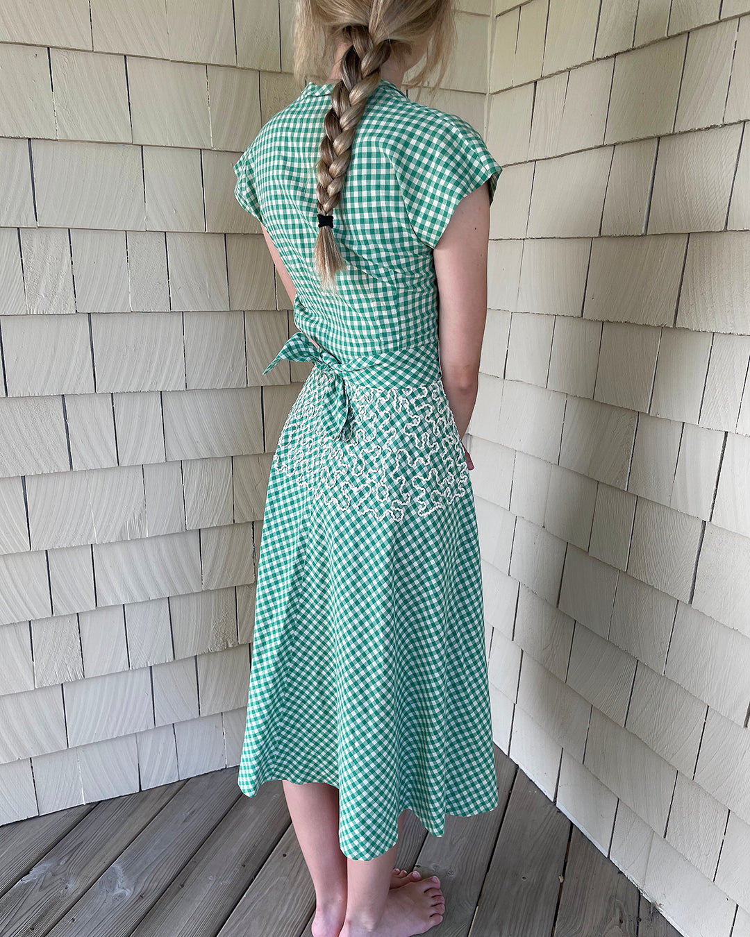 Vintage 1950s Gingham Cotton Dress with Ric Rac Appliqué Vintage 1950s Gingham Cotton Dress with Ric Rac Appliqué
