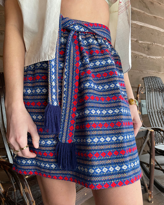 Vintage 1960s Woven Miniskirt | XS