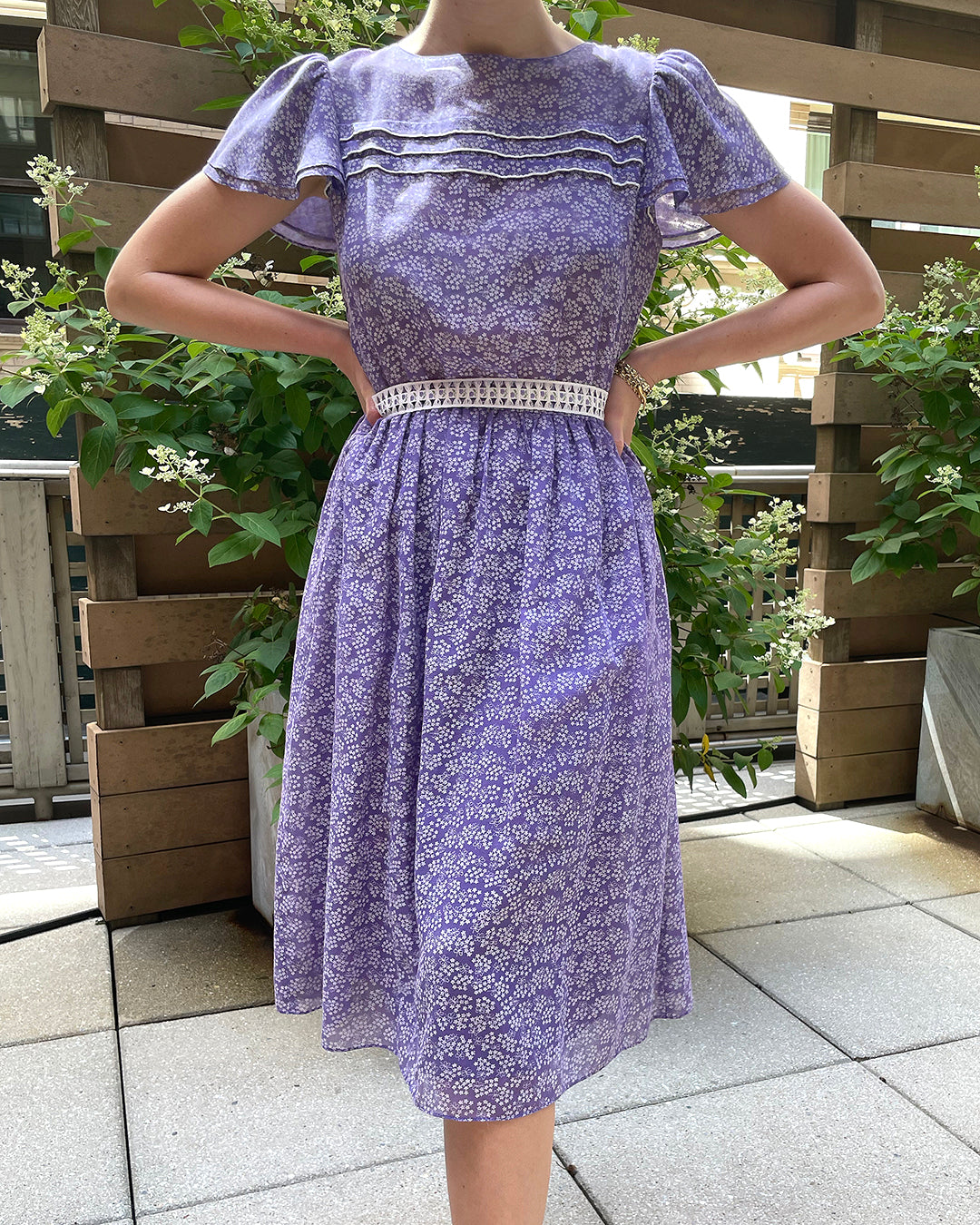 1970s Indian Lavender Floral Calico Dress | XS-M