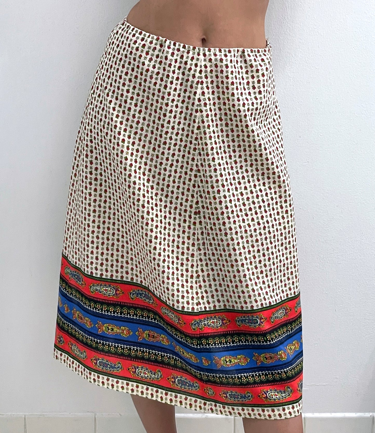 Vintage Tyrolean Folk Print Skirt | S