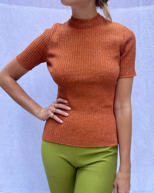 VINTAGE 1970s RIBBED KNIT | XS-M