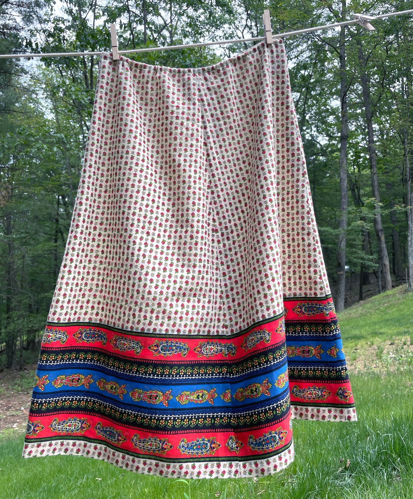 Vintage Tyrolean Folk Print Skirt | S