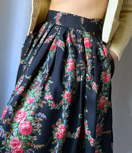 Deadstock 1980s Floral Chintz Full Skirt | M