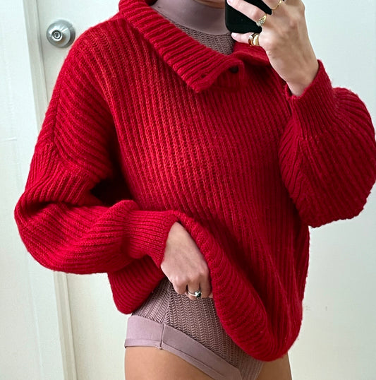 Vintage 1980s Kenzo Red Wool Sweater