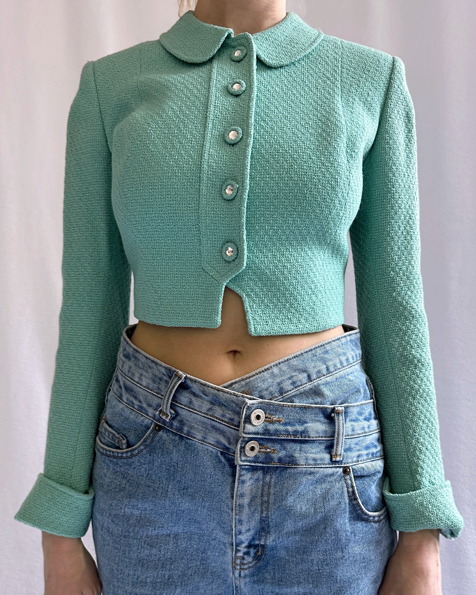 CHANEL, Tops, Authentic Vintage Chanel 998 Cc Logo Green Knit Top Shirt  Sweater